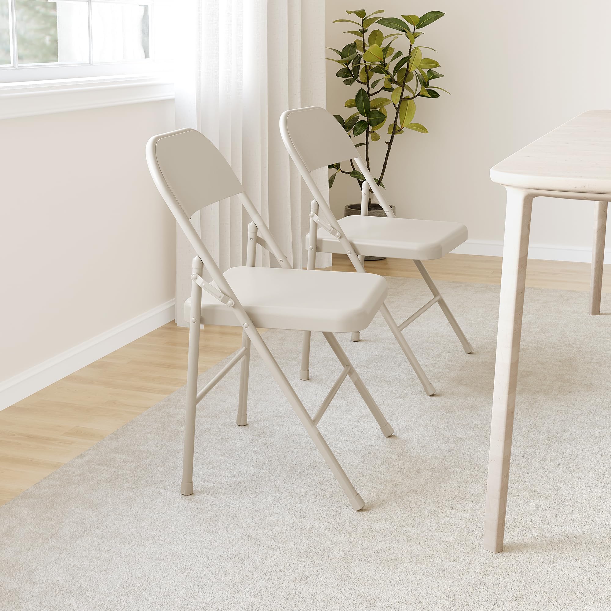 Folding Chairs Set of 4, Foldable Chairs with Metal Frame Hold Up to 350 Pounds