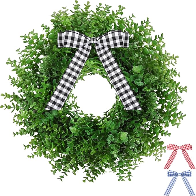 Wreath - Artificial Boxwood Wreaths for Front Door Spring Summer Greenery Wreath