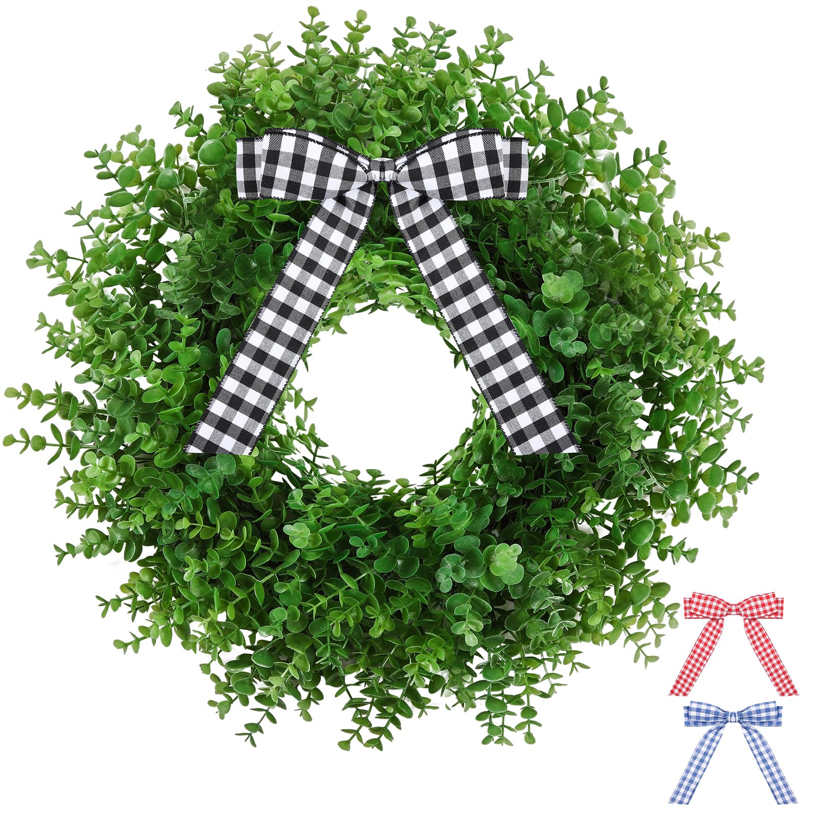 Wreath - Artificial Boxwood Wreaths for Front Door Spring Summer Greenery Wreath