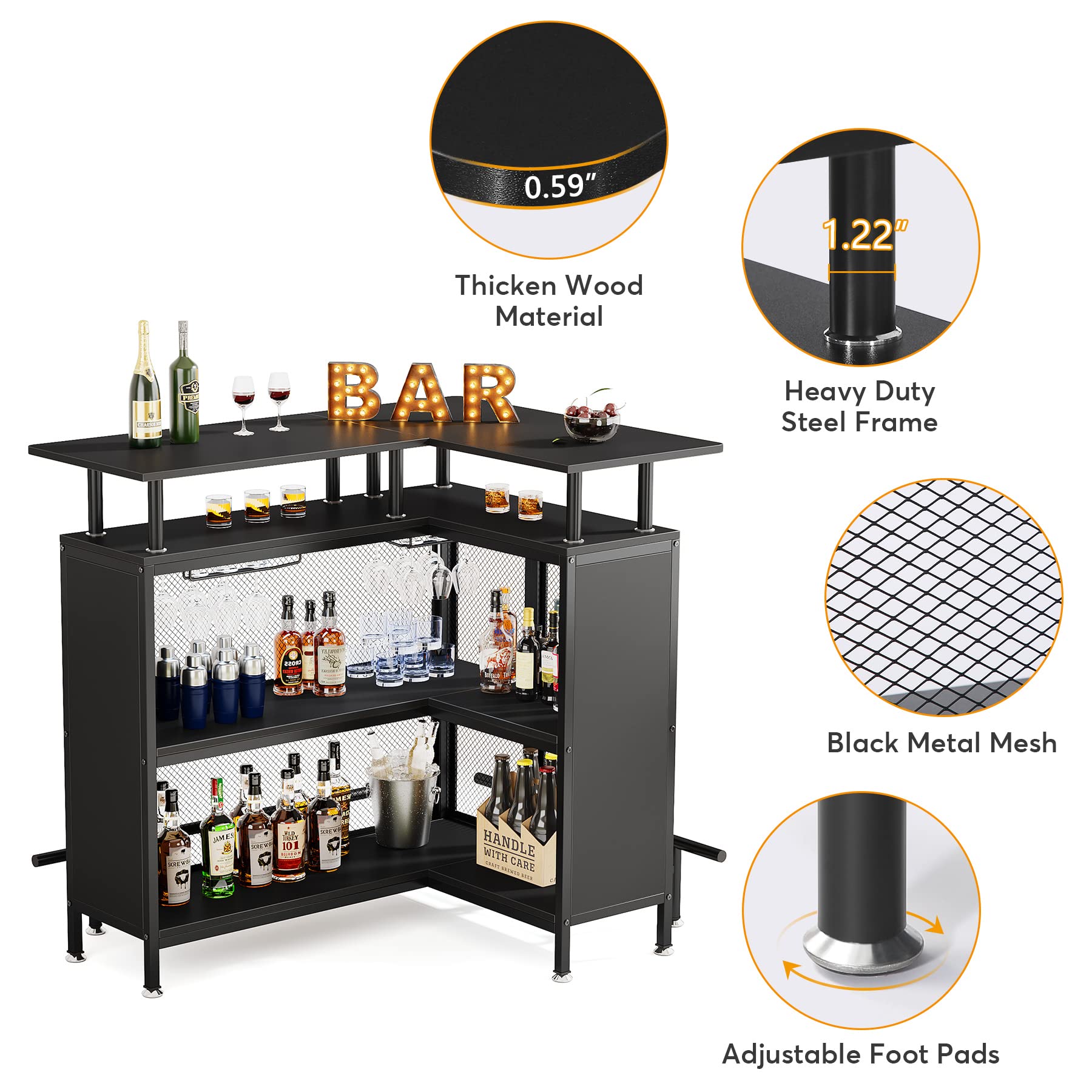 LITTLE TREE Home Bar Unit Mini Liquor Table Cabinet