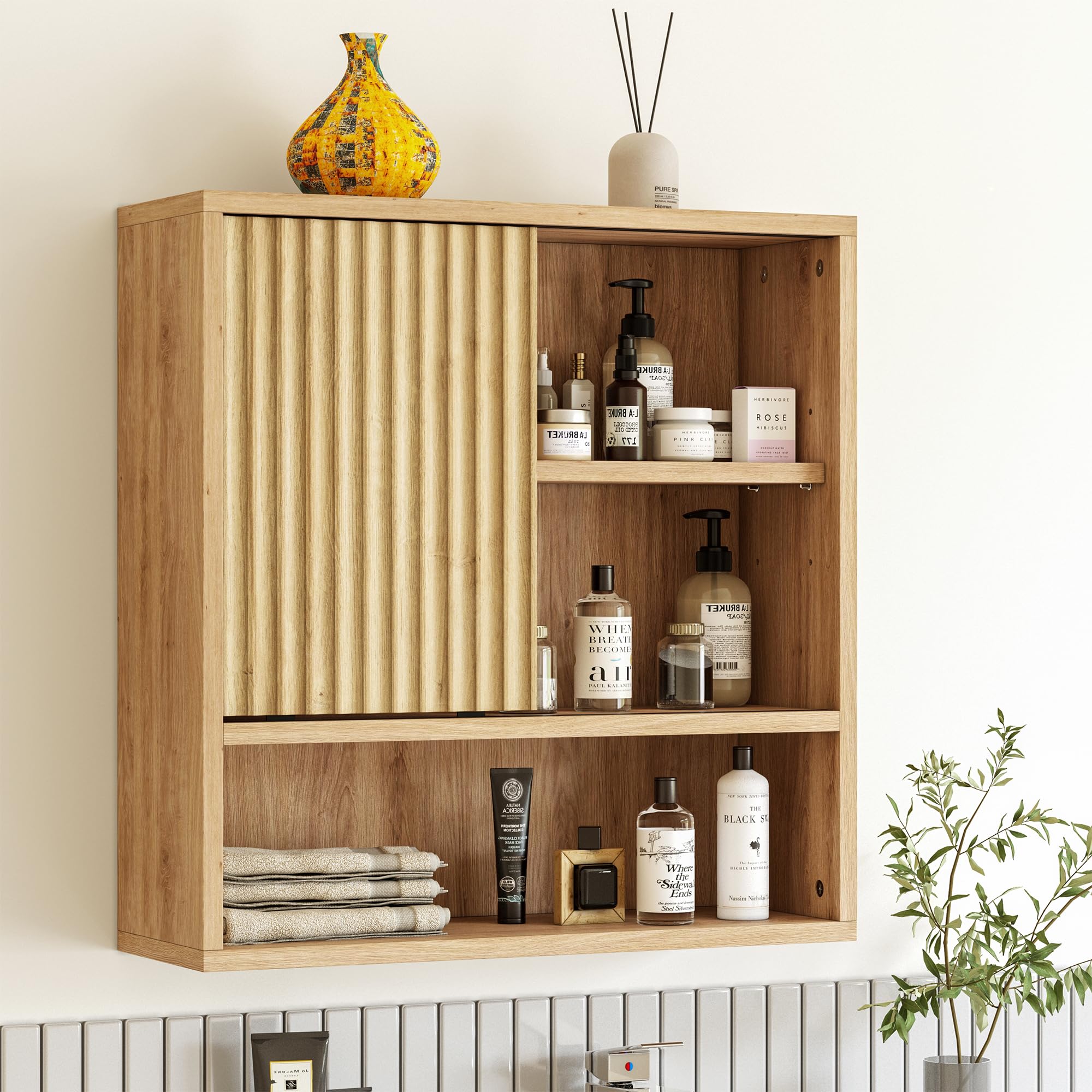 Bathroom Wall Cabinet Above Toilet Storage，Wall Mounted Storage