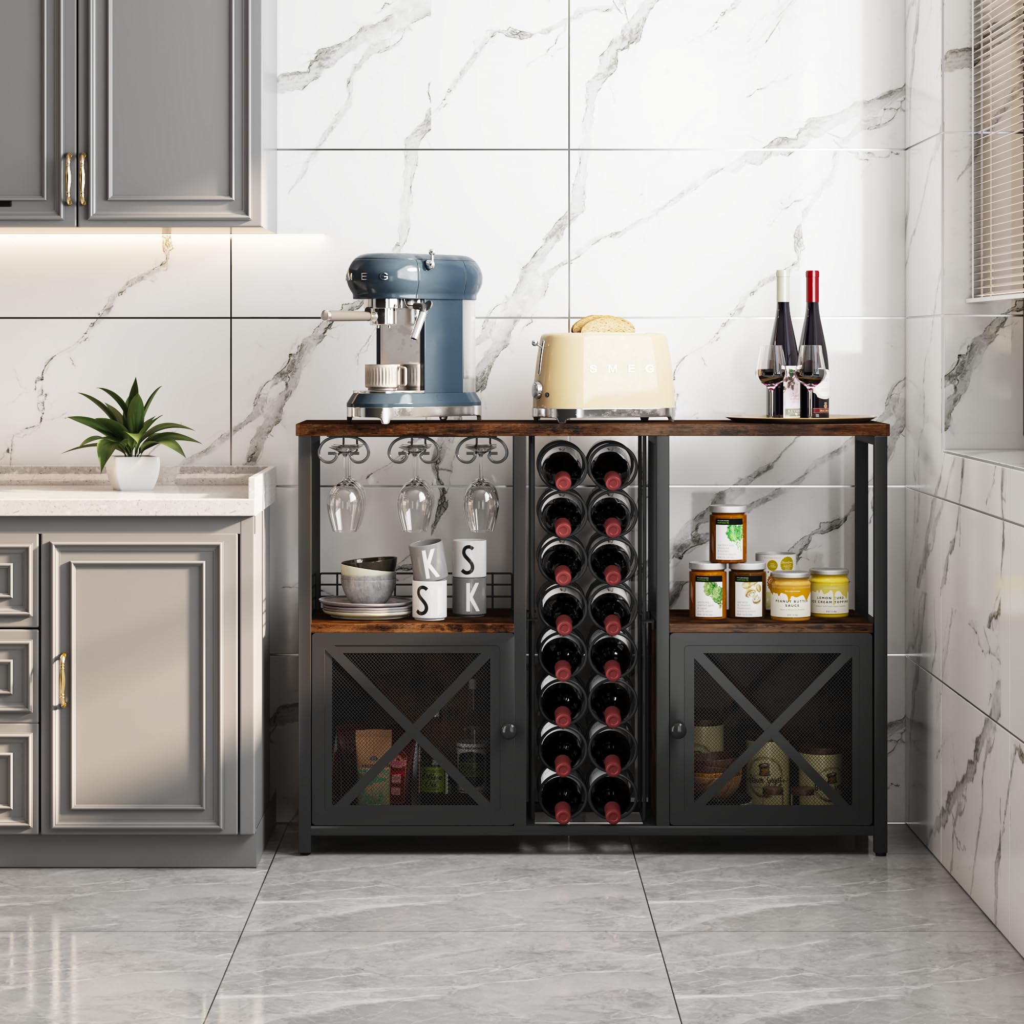 Mini Bars for Home, Wooden Coffee Bar Cabinet