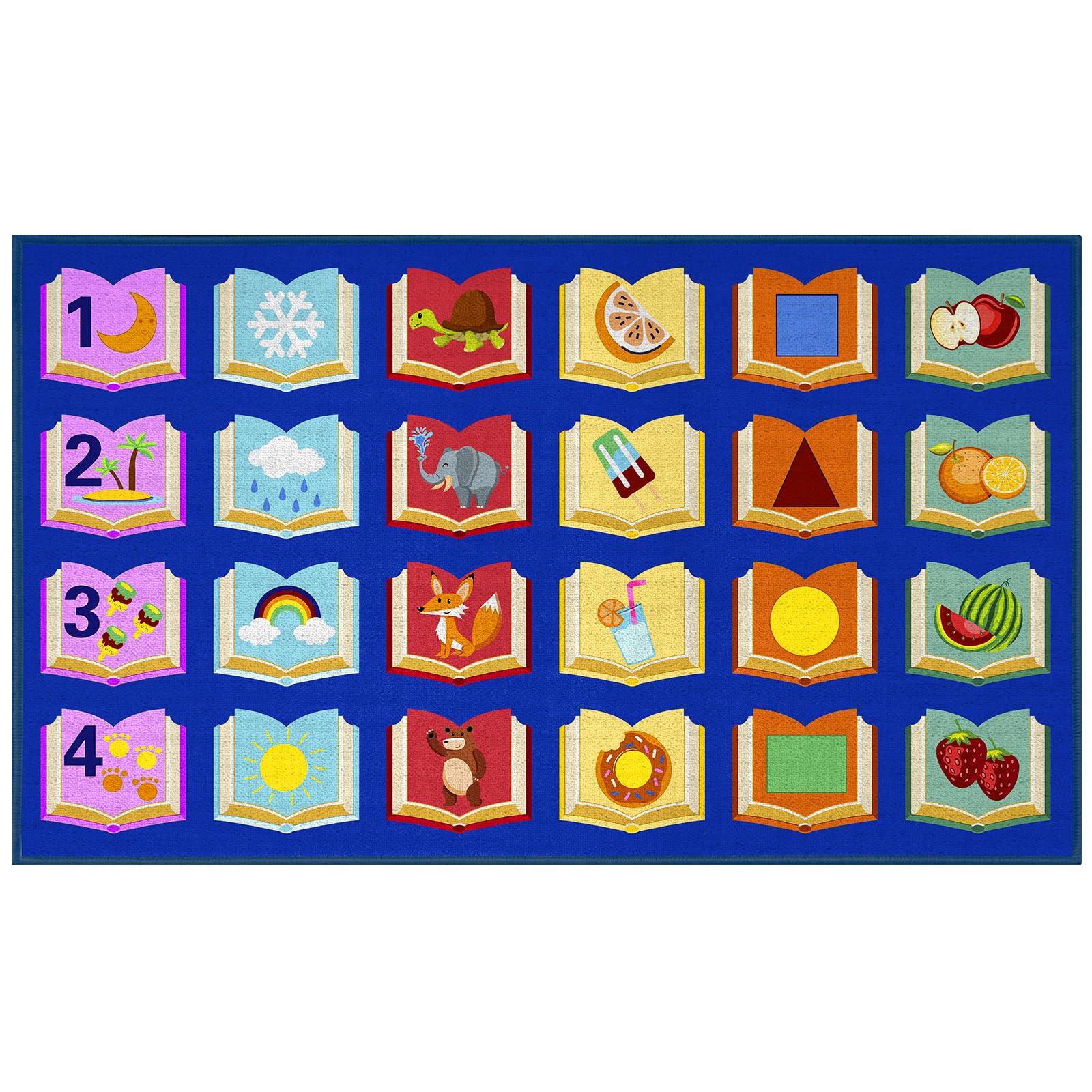 Educational Classroom Rug 7'5"x13' Colorful Book Seating Carpet