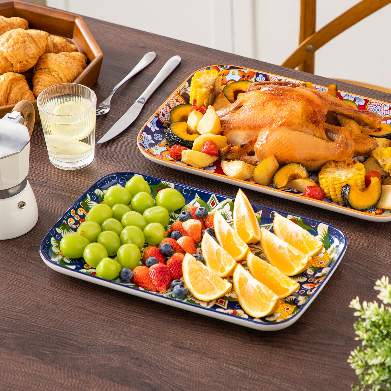 Serving Platters Set of 3, 16"/14"/12" Inch Rectangular Trays