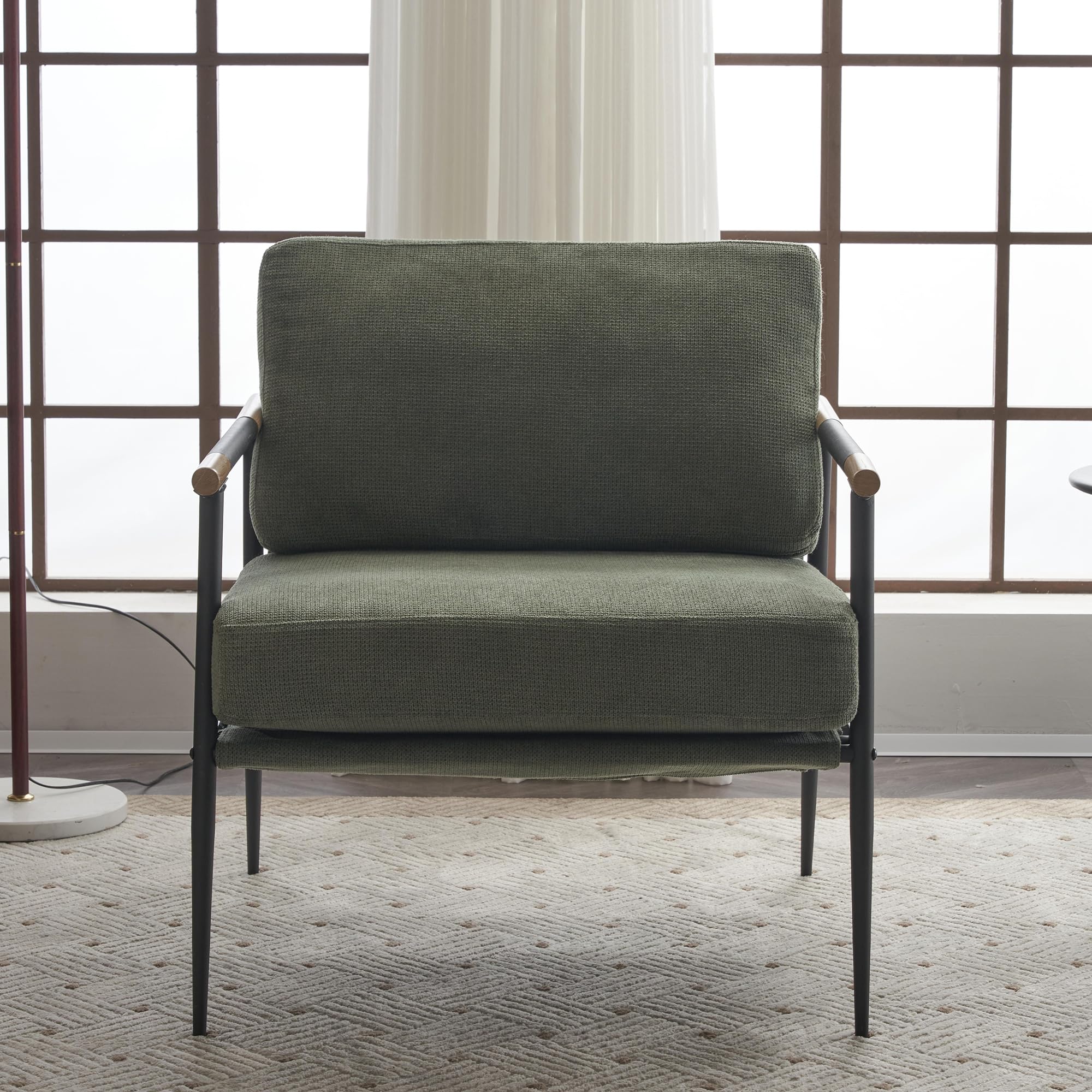 Accent Chair,Living Room Chair Green Pillow Modern Lounge