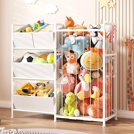 Stuffed Animal Storage - Kids Storage Organizer with 4 Removable Bins, Kids Storage Toy