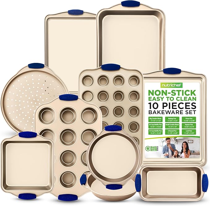 10-Piece Nonstick Bakeware Set - Premium Carbon Steel Baking Trays