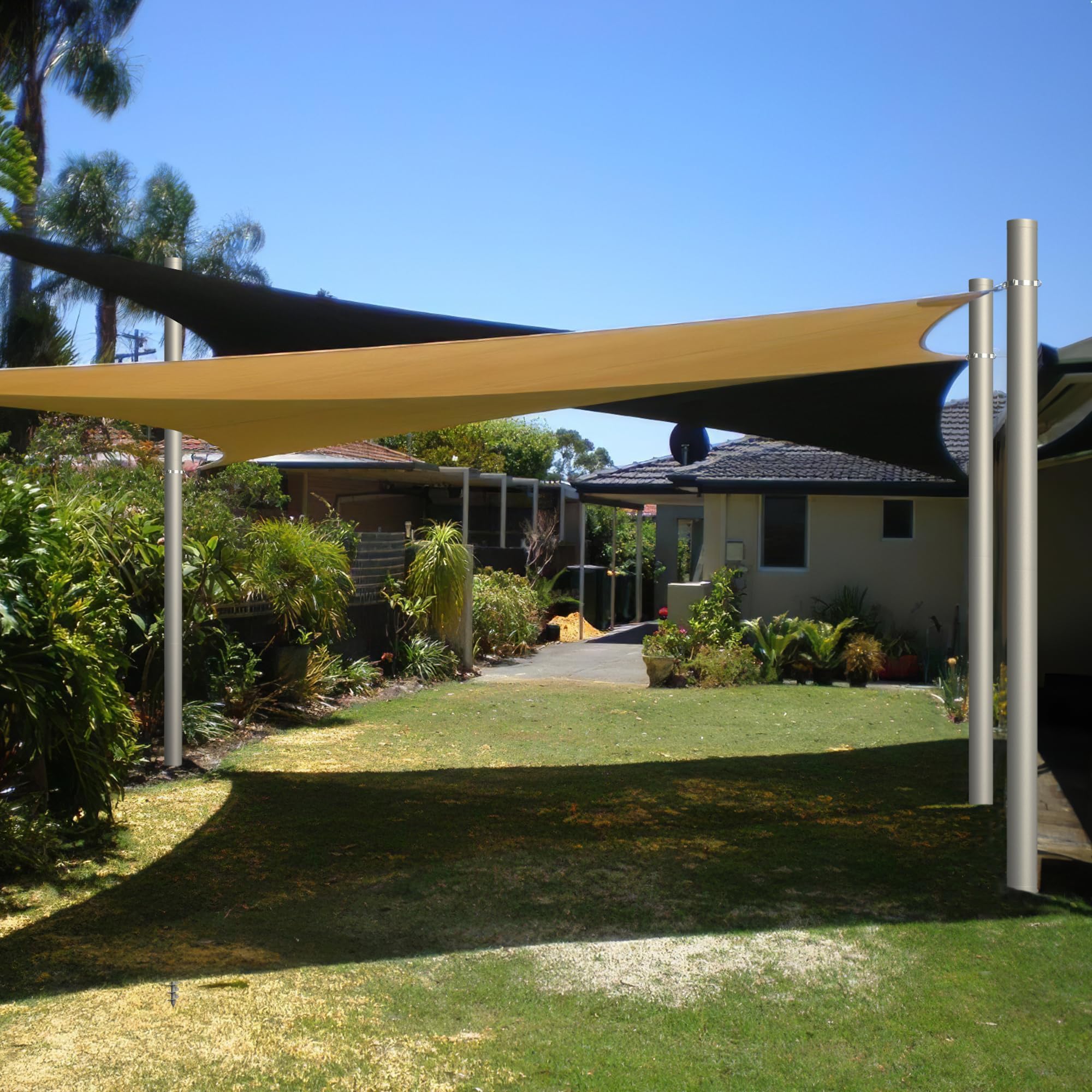 Shade Sail Poles, Heavy Duty Sun Shade Poles, Screw in Poles for Sun Shades Outdoor, 12 Ft