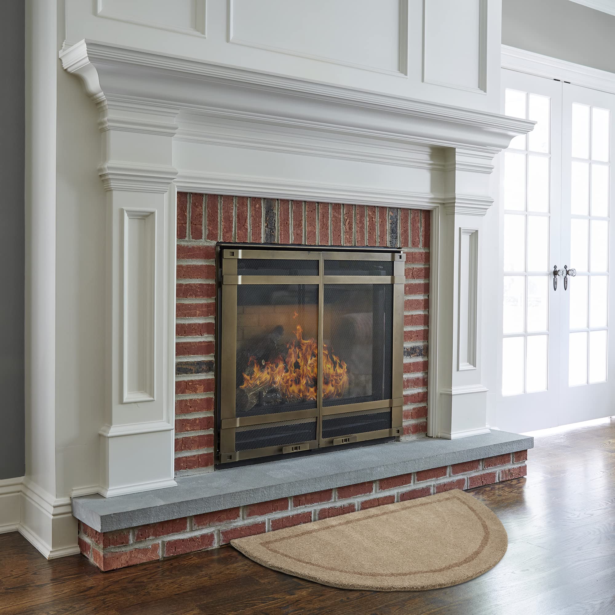 Beige Hand Tufted 100% Wool Hearth Rug - Protects Floor from Heat
