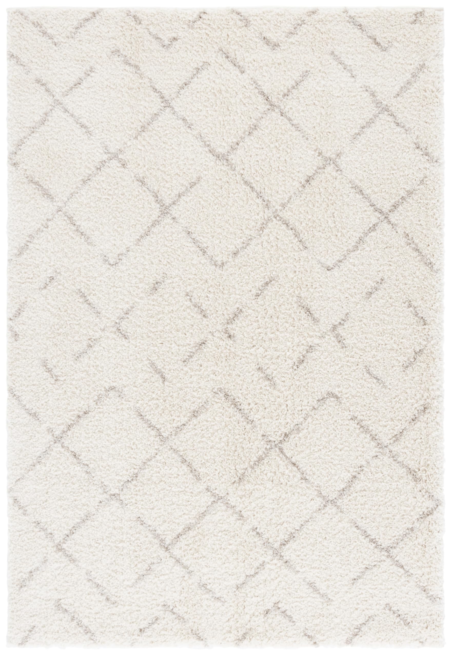 Arizona Shag Collection Area Rug - 6' x 8', Ivory & Beige, Moroccan Design