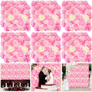 Tigeen 36 Pcs Flower Wall Panels 3D Silk Rose Floral Wall Decorative Faux Flower Wall Background for Wedding Home Decoration Background Shop Party Photo Arrangement (Pink, White, 15 x 15 Inch)
