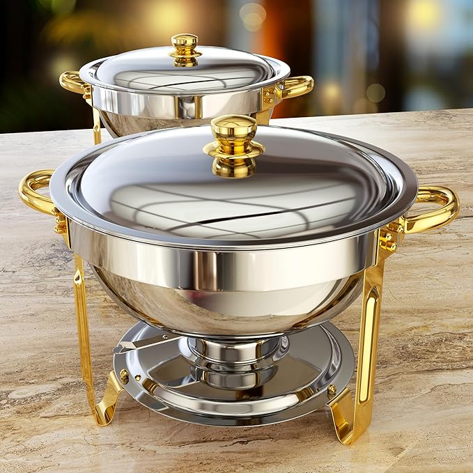 Chafing Dishes for Buffet 4 Pack, 5QT Round Chafing Dish Buffet Set