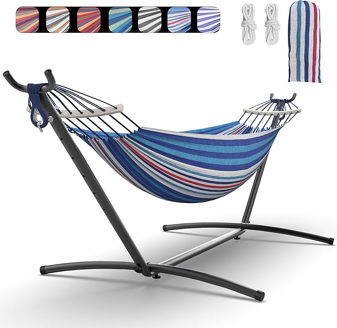 Double Hammock with Heavy-Duty Steel Stand,Portable,Easy Assembly