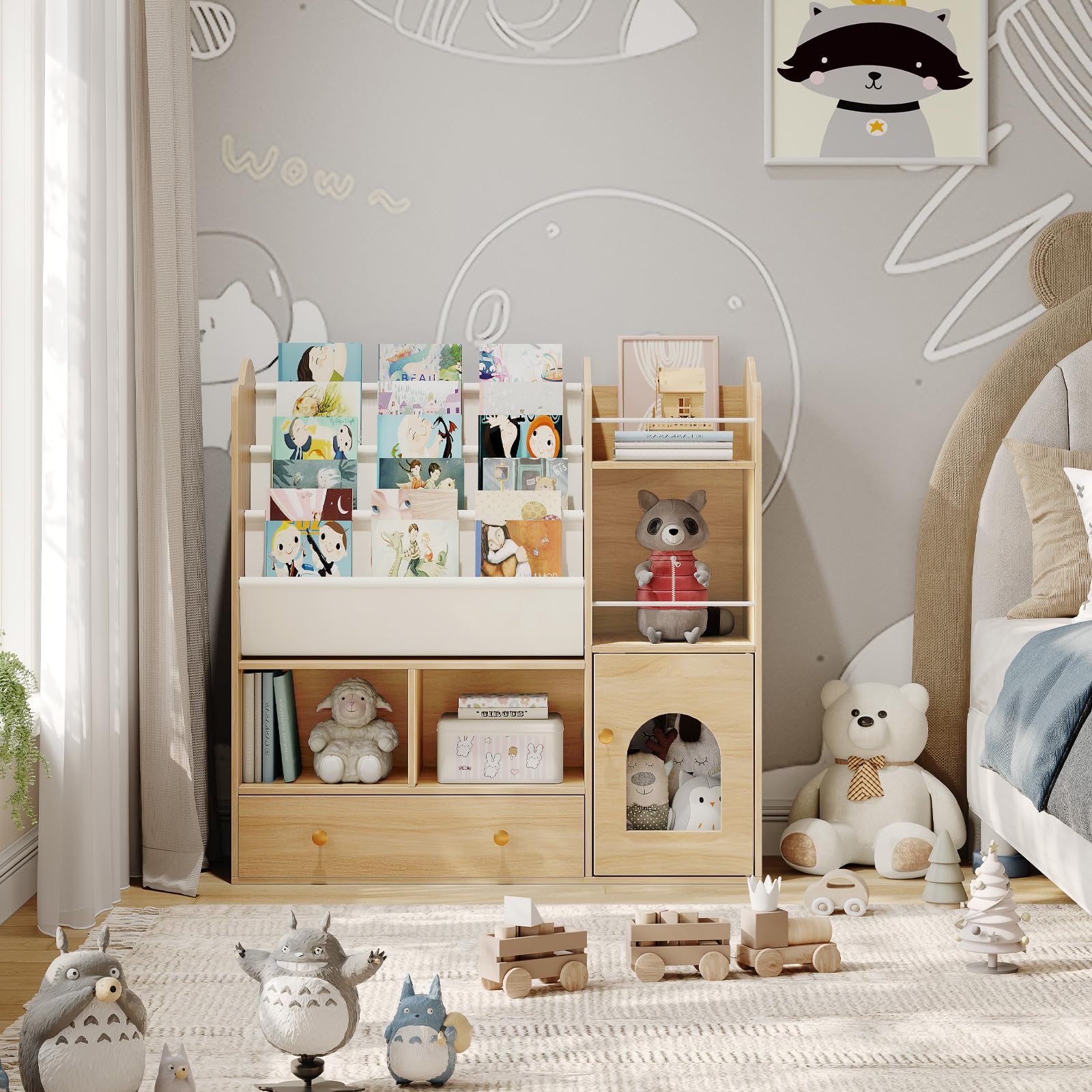 Toy Storage Organizer, Toy Organizers and Storage with 5 Storage Cubbies and Large Drawer