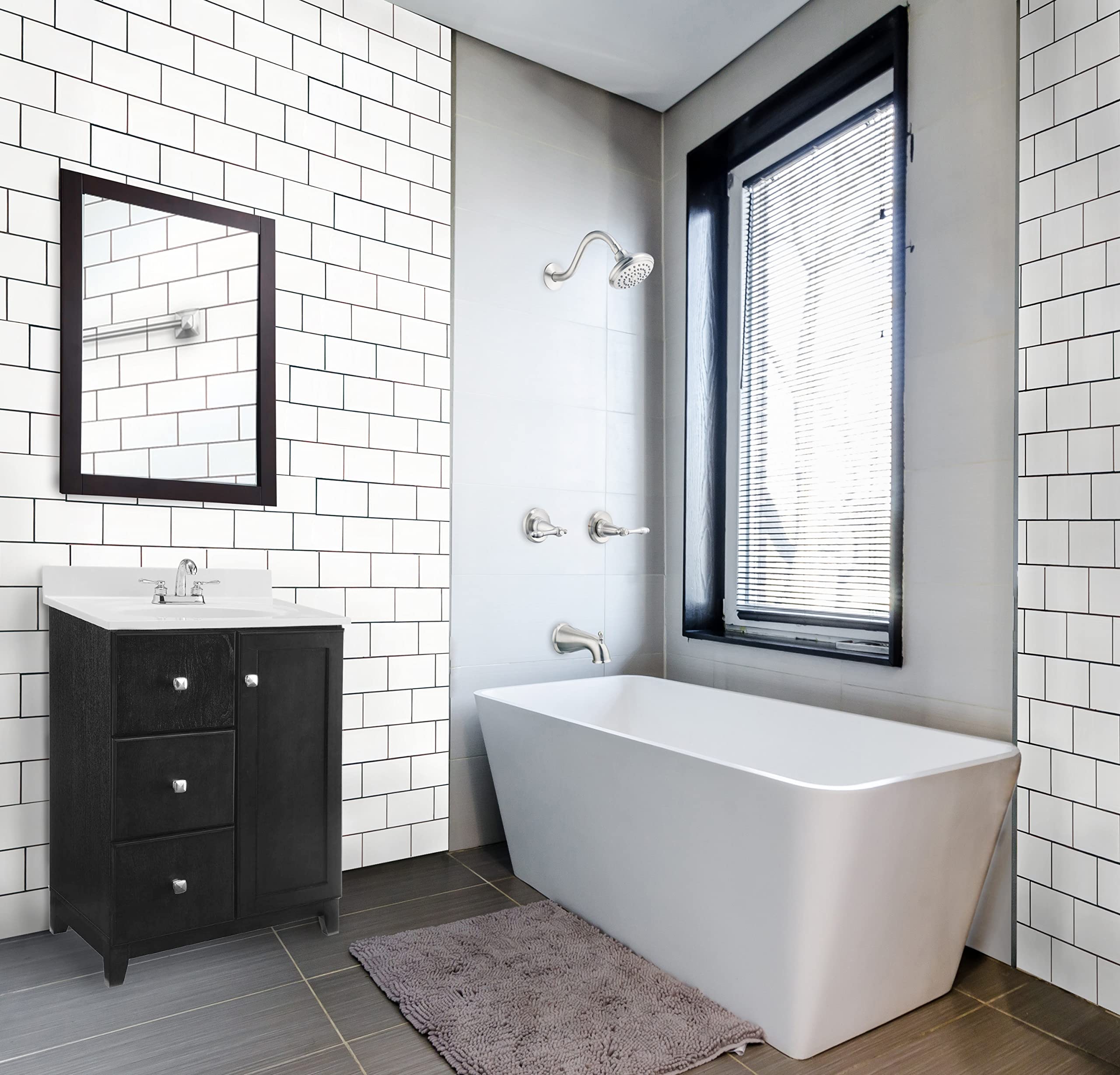 Bath and Shower Trim Kit with Valve, Dual-Handle, High-Pressure Shower Head