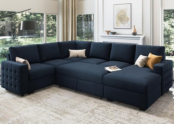 Sectional Couch with Pull Out Bed, Sectional Sleeper Sofa with Storage