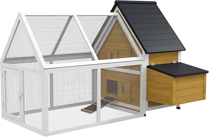 65" Chicken Coop Wooden with Detachable Run, Outdoor Chicken House Poultry Cage Hen