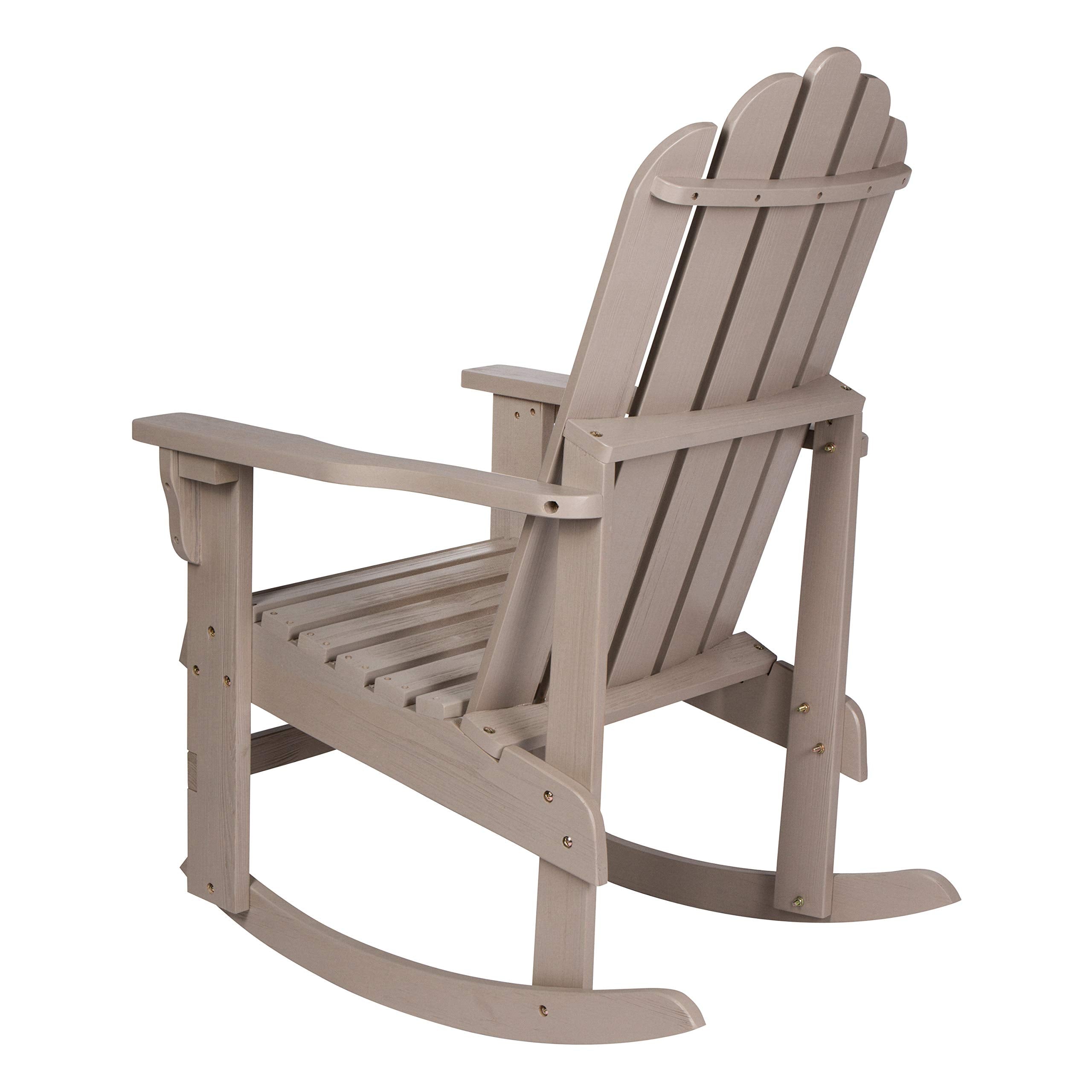 Marina Adirondack Porch Rocker, Indoor Outdoor Wood Rocking Chair