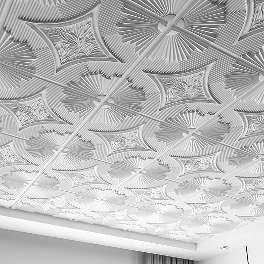 Ceiling Tiles 24x24 in Bronze (12-Pack, 48 Sq.ft), 3D Wainscoting Panels Glue Up 2x2