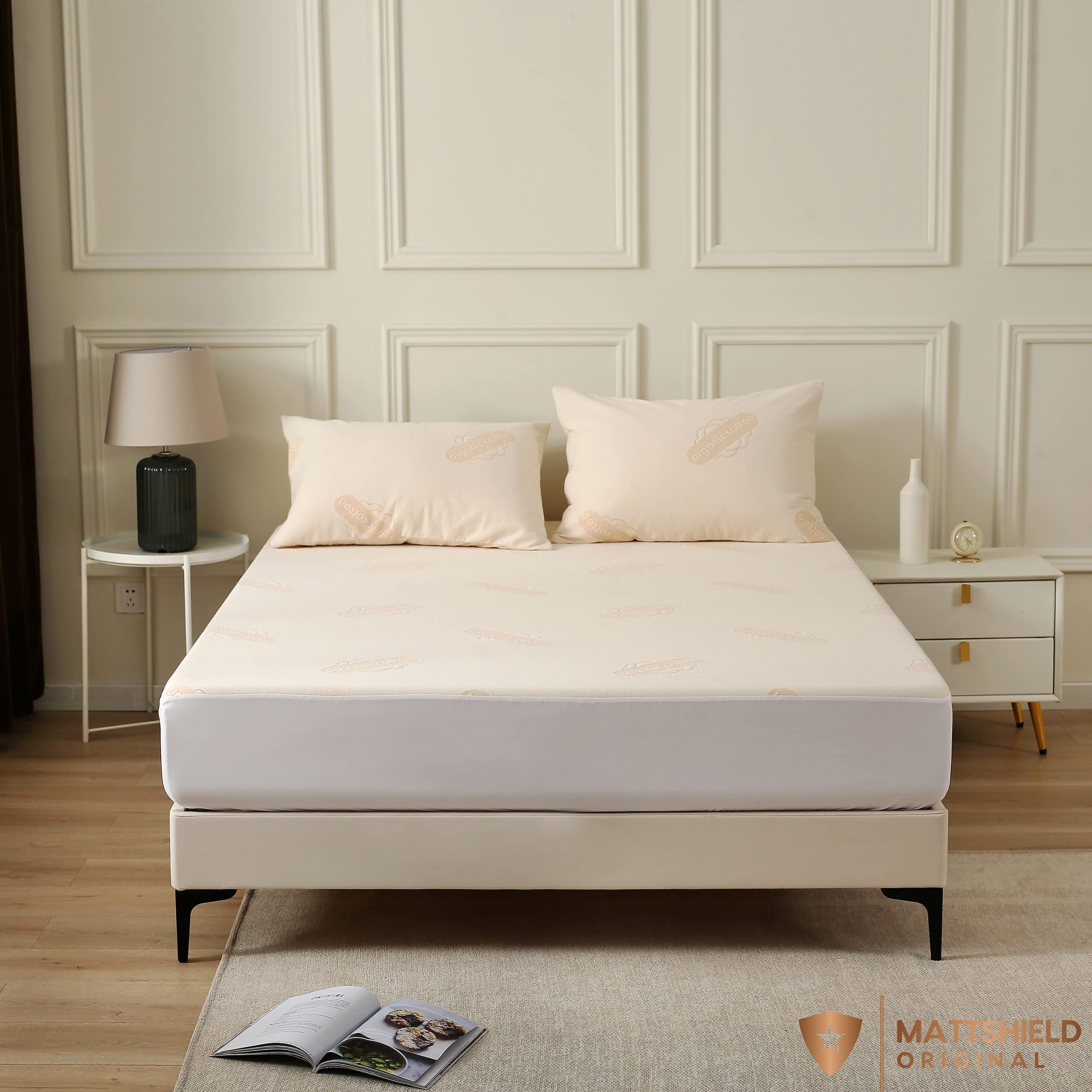 Deluxe Waterproof Organic Mattress Protector King - Certified Organic Cotton Breathable