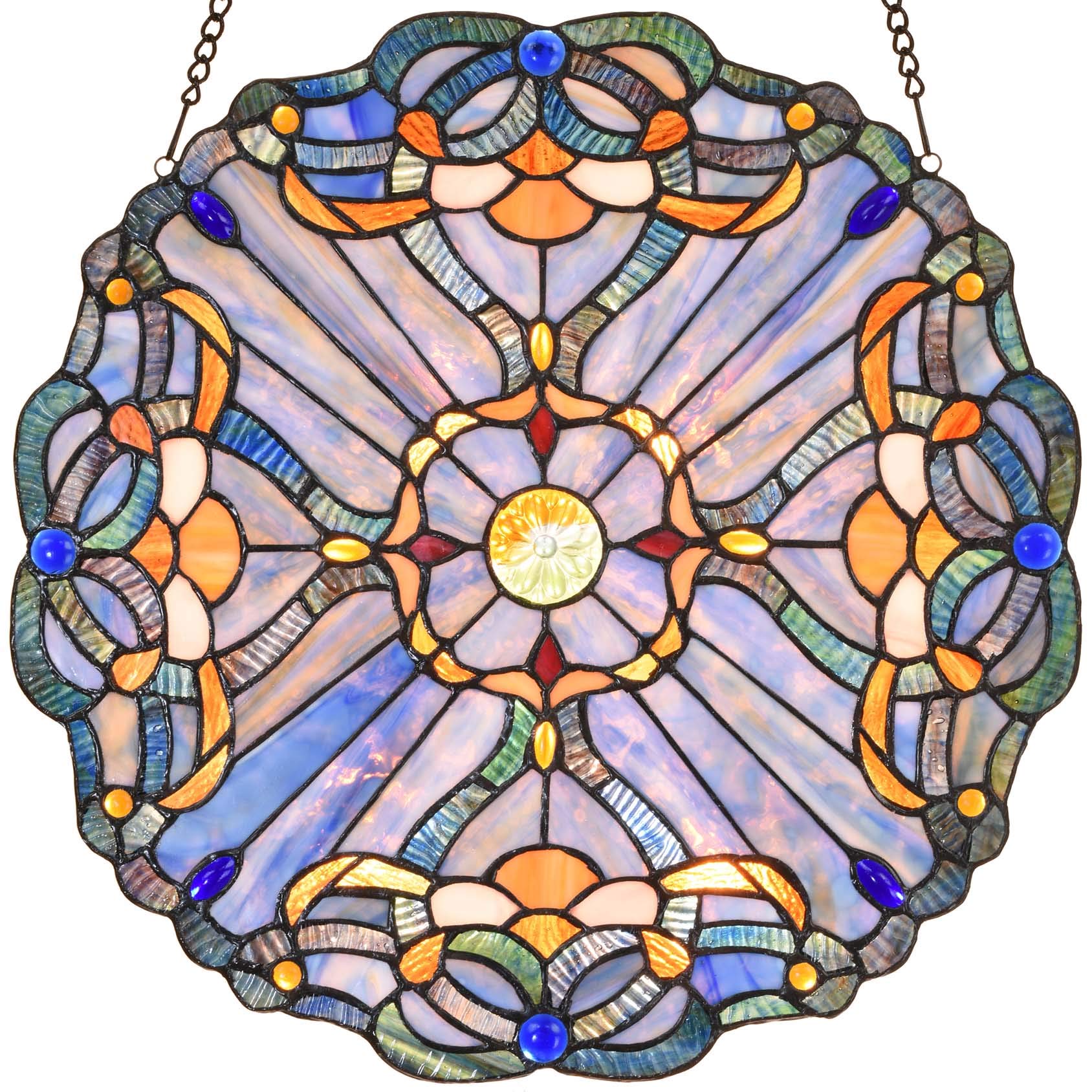 W10069 Baroque Tiffany Style Stained Glass Window Panel