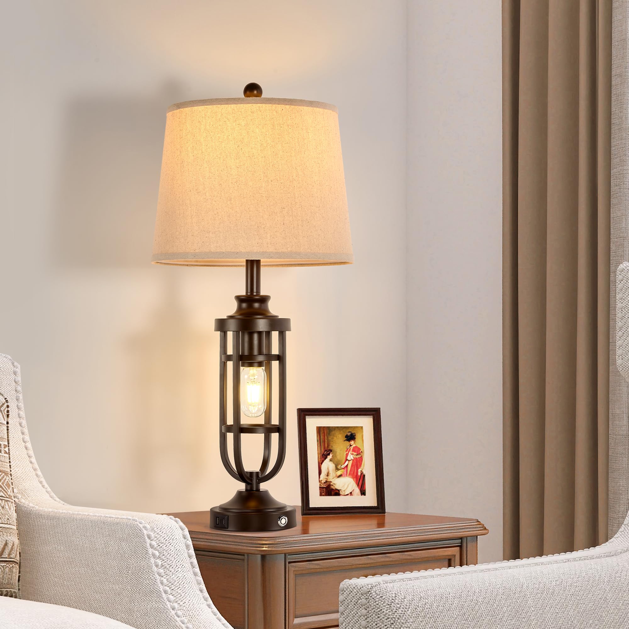 Table Lamps for Living Room Set of 2, 3-Way Dimmable Touch Lamps
