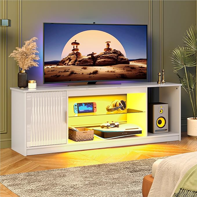 LED TV Stand for 55/60/65 Inch TV, Gaming Entertainment Center,living room