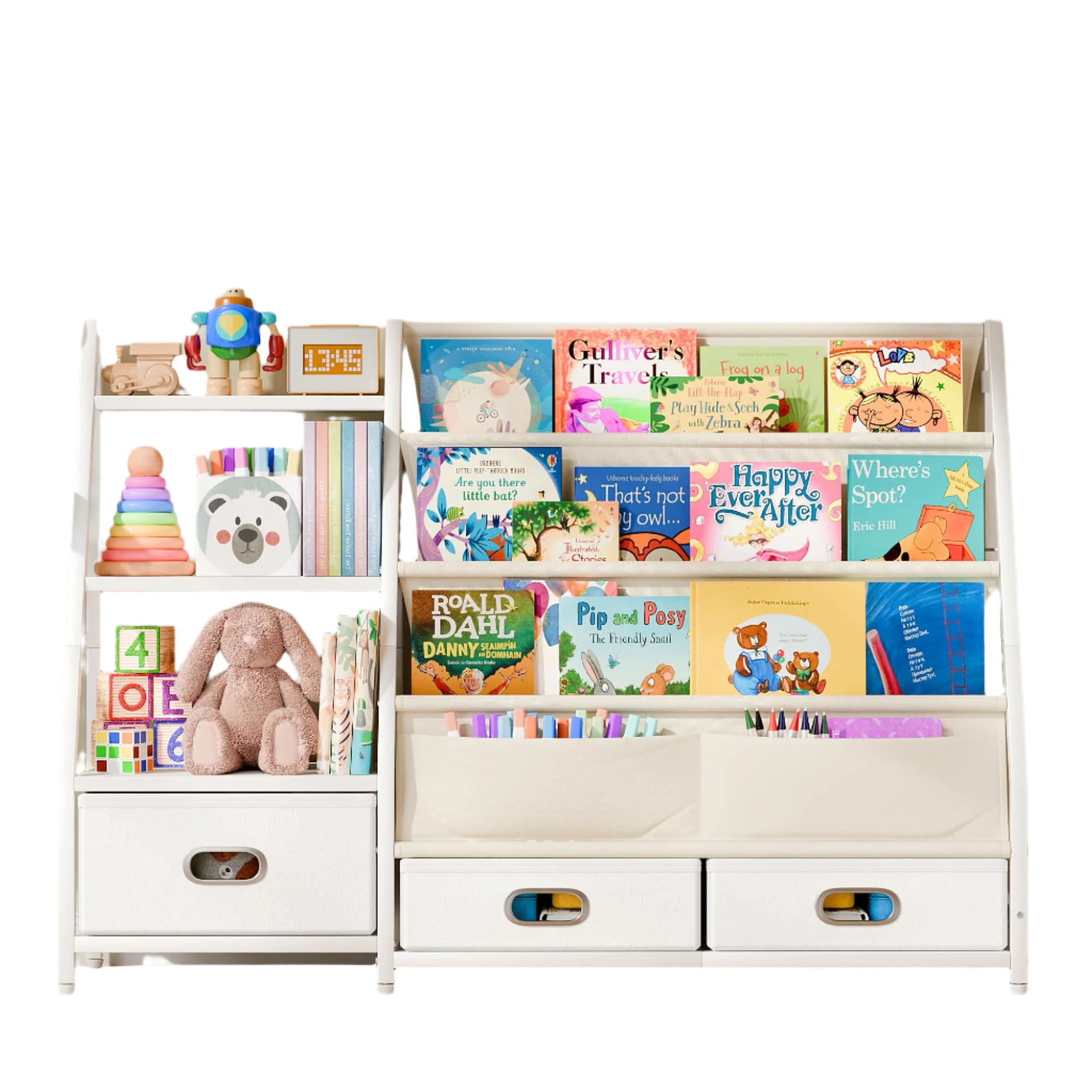 Kids Bookshelf and Toy Storage - 3 Tier Toddler Book Shelf for Kids Rooms