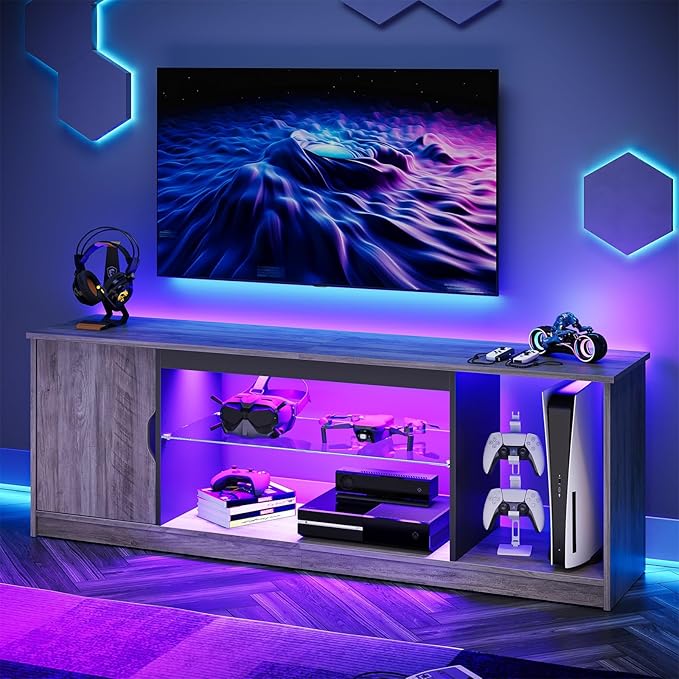 LED TV Stand for 55/60/65 Inch TV, Gaming Entertainment Center,living room