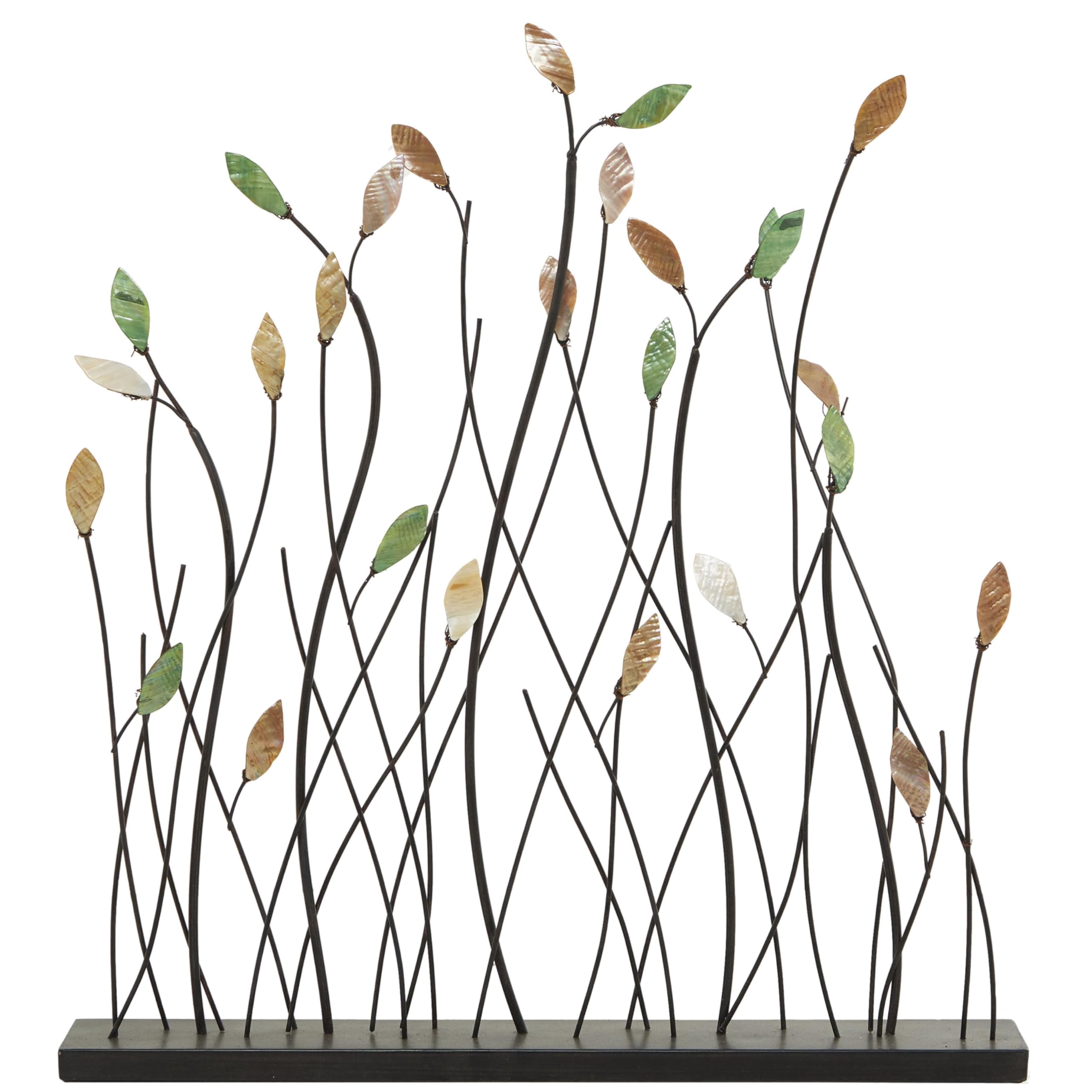 Metal Leaf Decorative Sculpture Home Decor Statue with Black Base