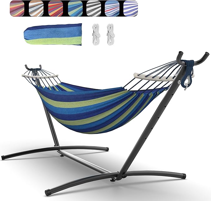 Double Hammock with Heavy-Duty Steel Stand,Portable,Easy Assembly