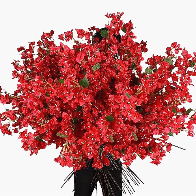 40Pcs in Bulk Artificial Bougainvillea Silk Flowers Branches Long Plant Stems 45"