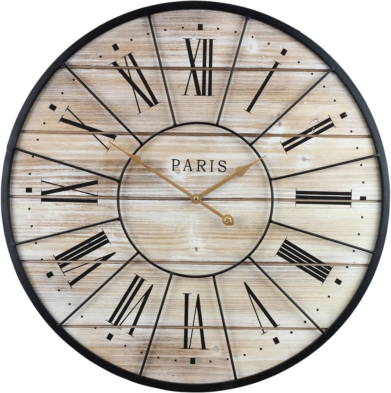 Paris Large Wall Clock for Living Room - 24-Inch Oversized Centurian Roman Numeral