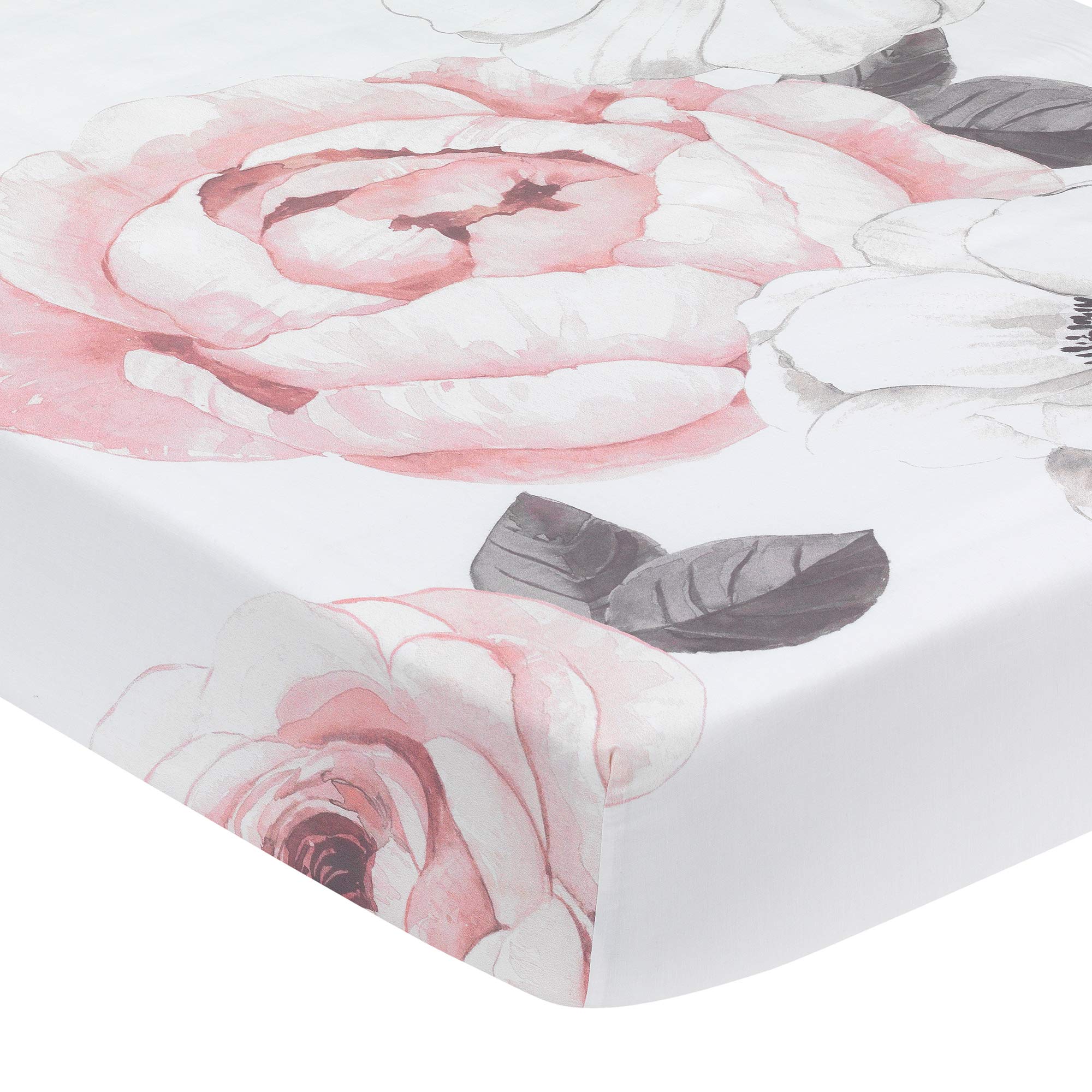 Floral Garden Watercolor/Pink Linen 5-Piece Baby Crib, Baby Bedding