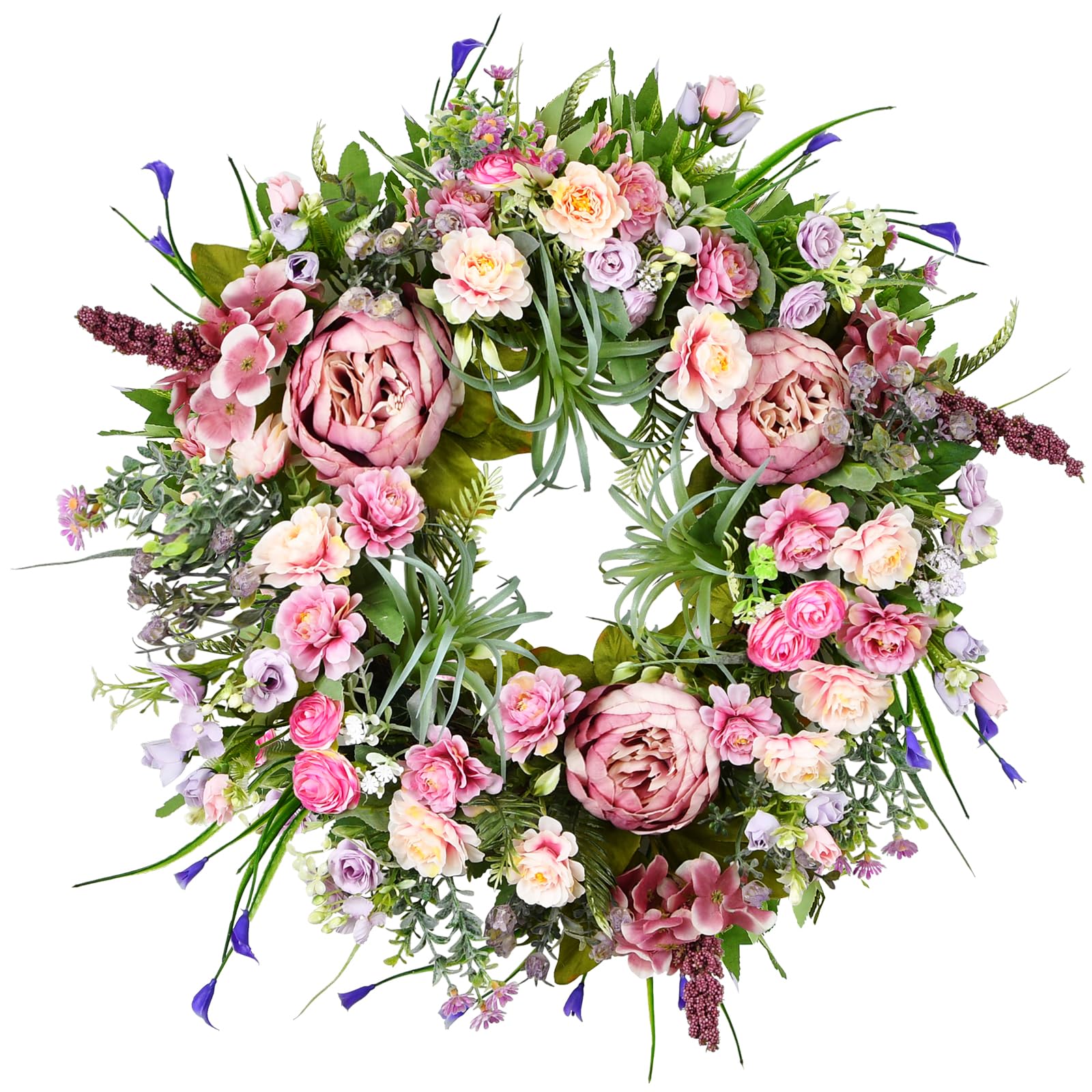 Peony Spring Summer Wreath for Front Door 20inch