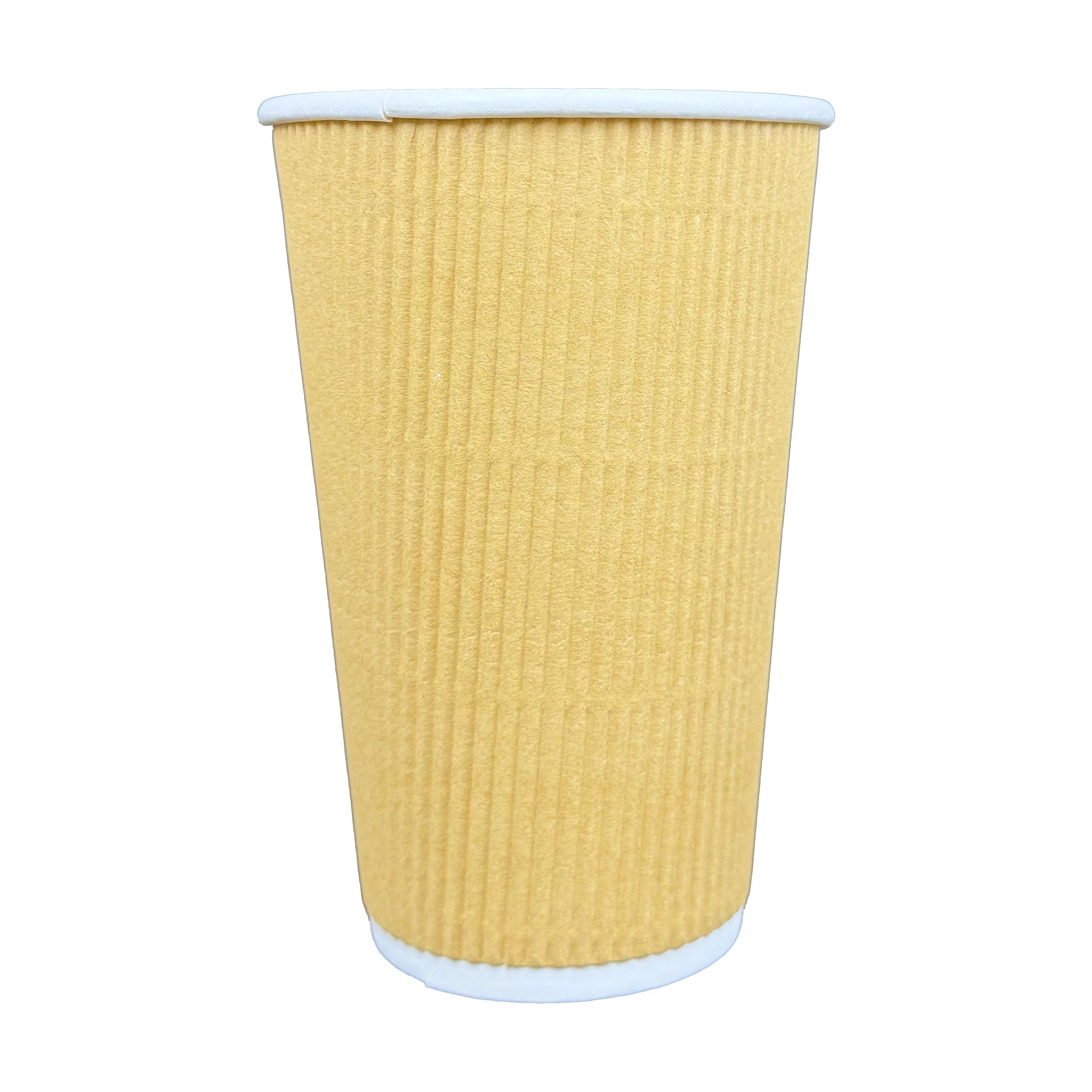 500 Pack Corrugated Insulated Ripple Wall Paper Coffee Cups Disposable To Go