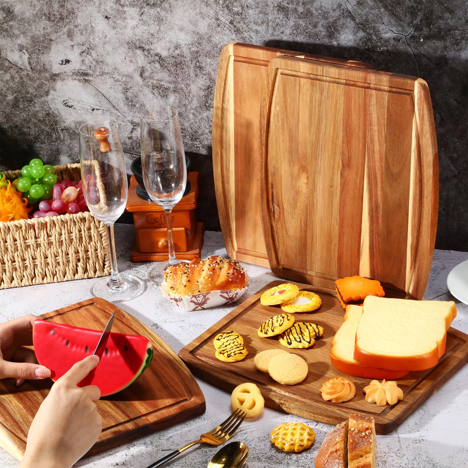 Acacia Wood Cutting Boards Bulk for Laser Engraving Wooden Dinner Plates