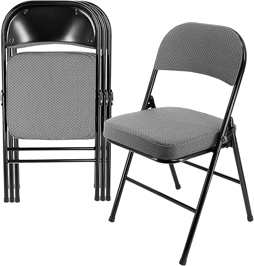 4 Piece Metal Indoor/Outdoor Folding Dinner Chairs with Padded Seats