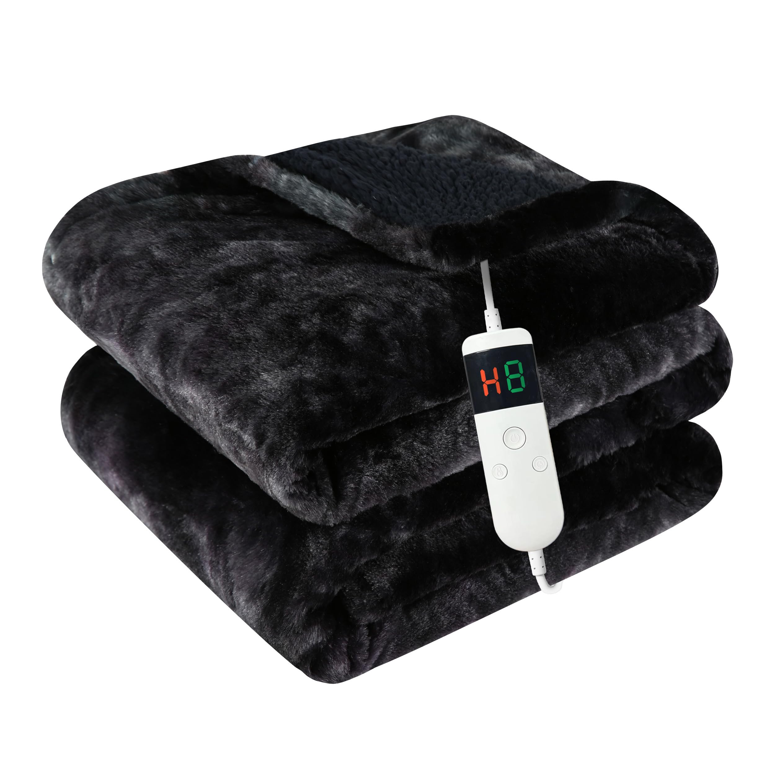 Electric Heated Blanket Throw 50''x60''Size Faux Fur Heating Blanket 10 Heating Settings