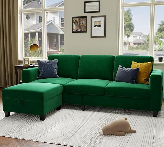 Sectional Sofa and Couches for Living Room - 78''L Shaped Beige Linen Couch