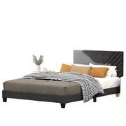 Queen Bed Frame with Headboard, Linen Upholstered Platform Bed Frame