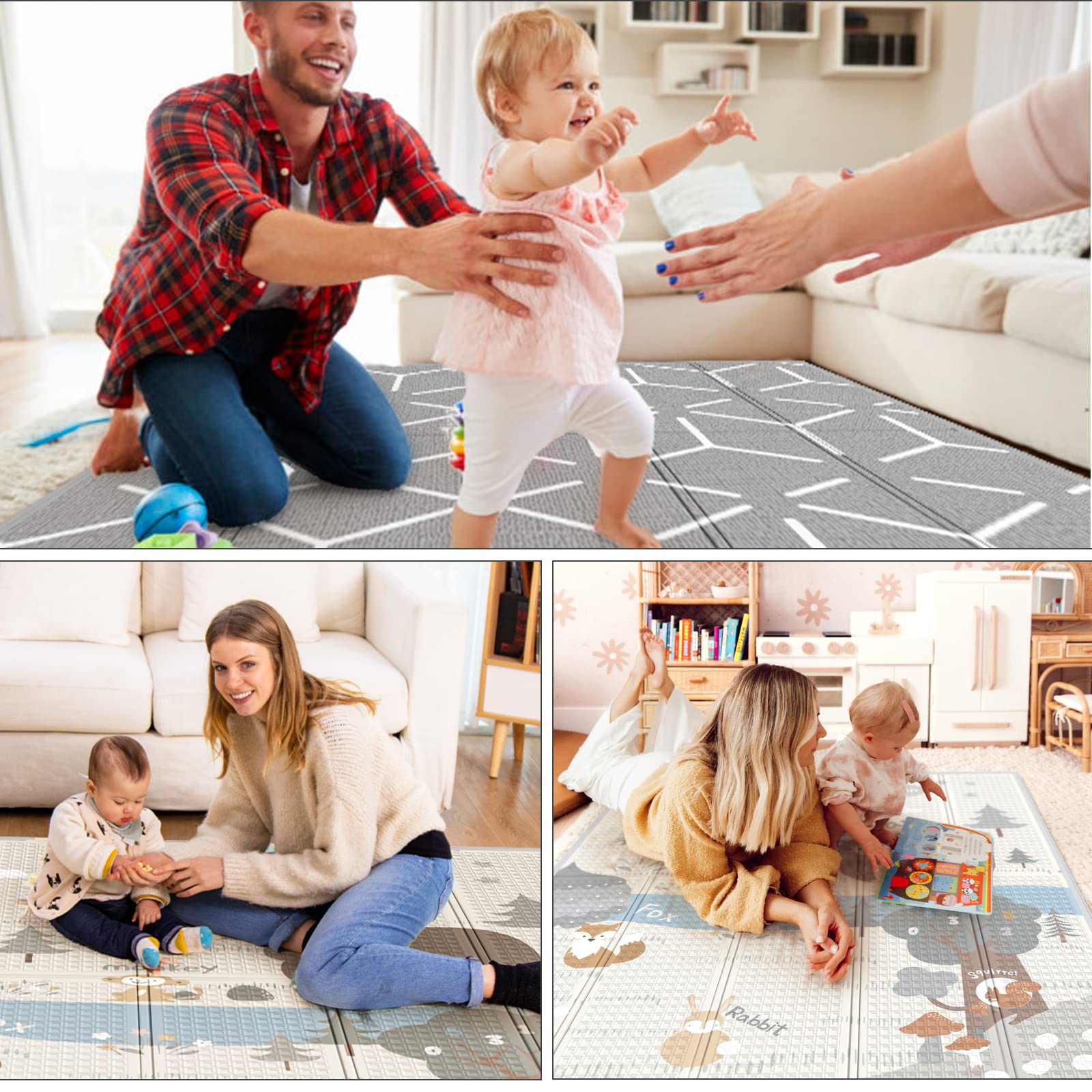 Baby Play Mat, 47x47inch Play Mat, 0.4 in Thick Waterproof Playmat for Babies