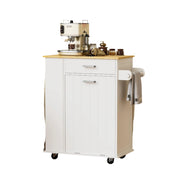 Kitchen Island with Trash Can Storage, Portable Kitchen Island on Wheels