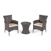 Malta Outdoor Wicker Chat Set, 3-Pcs Set, Multibrown / Beige