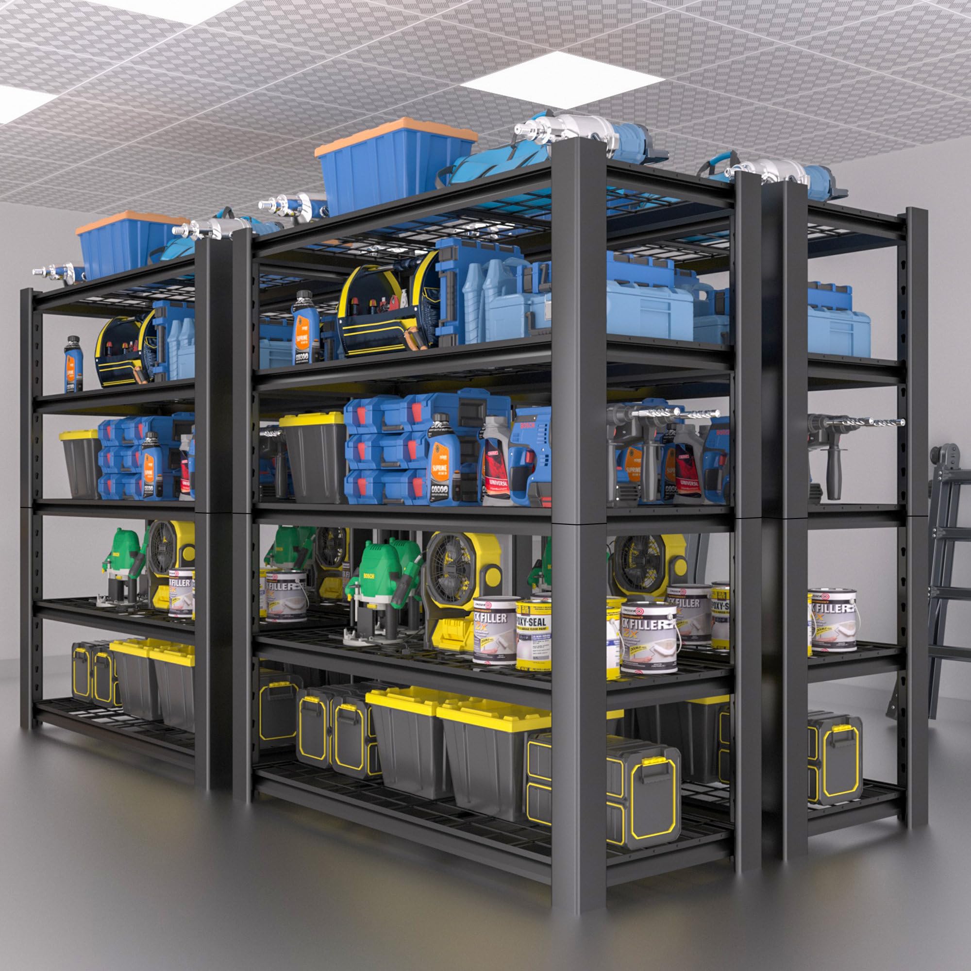 5-Tier Heavy Duty Garage Shelving Unit with Wire Shelves,3000 LBS Capacity Metal