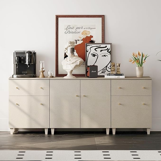 Sideboards Buffet Cabinet, 3-in-1 Wood Wide Credenza Storage Cabinet