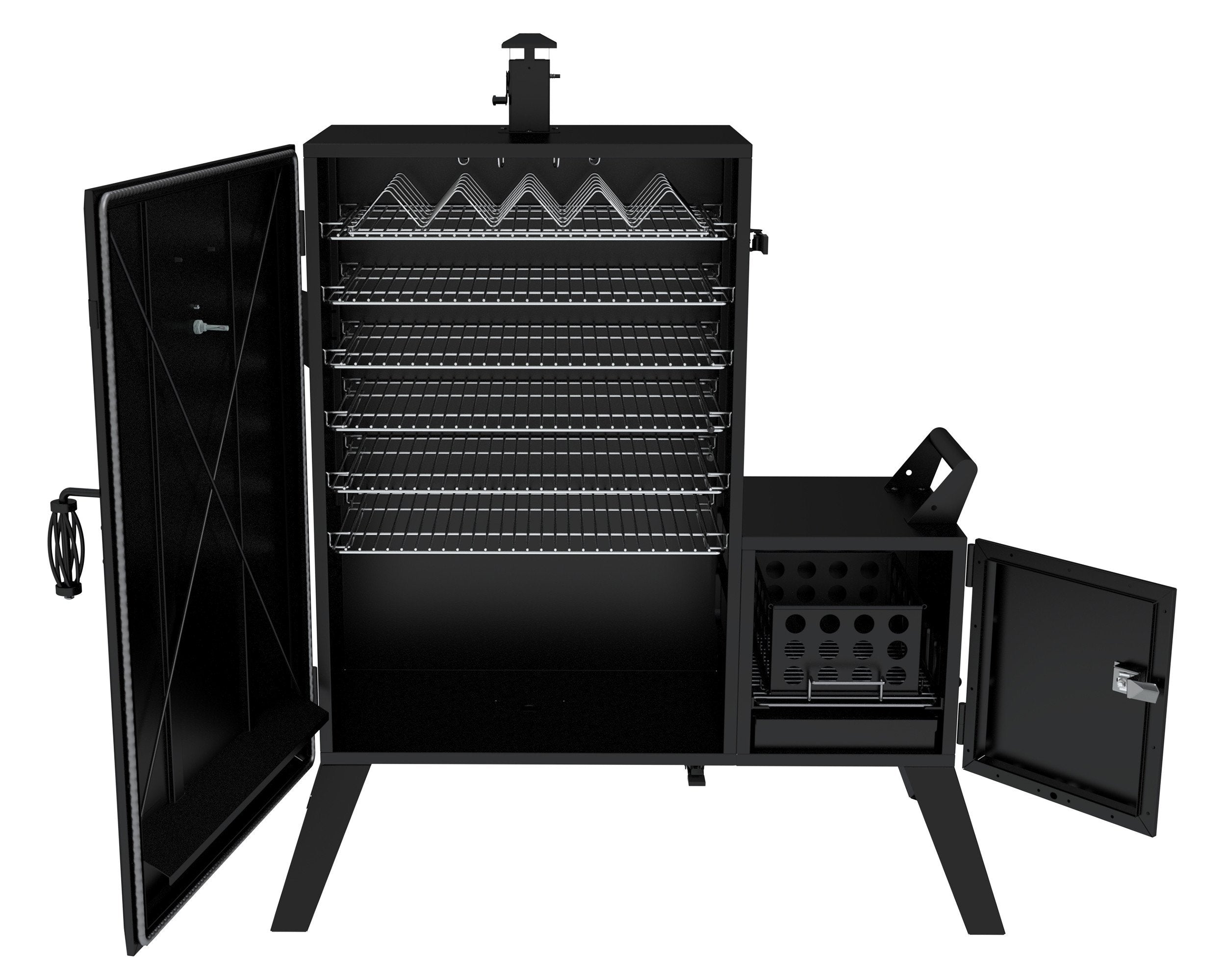 Wide Body Vertical Offset Charcoal Smoker,Black