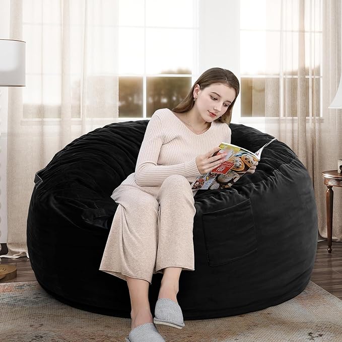 Large 3.5’ Bean Bag Chair for Kids, Teens, Adults, Memory Foam