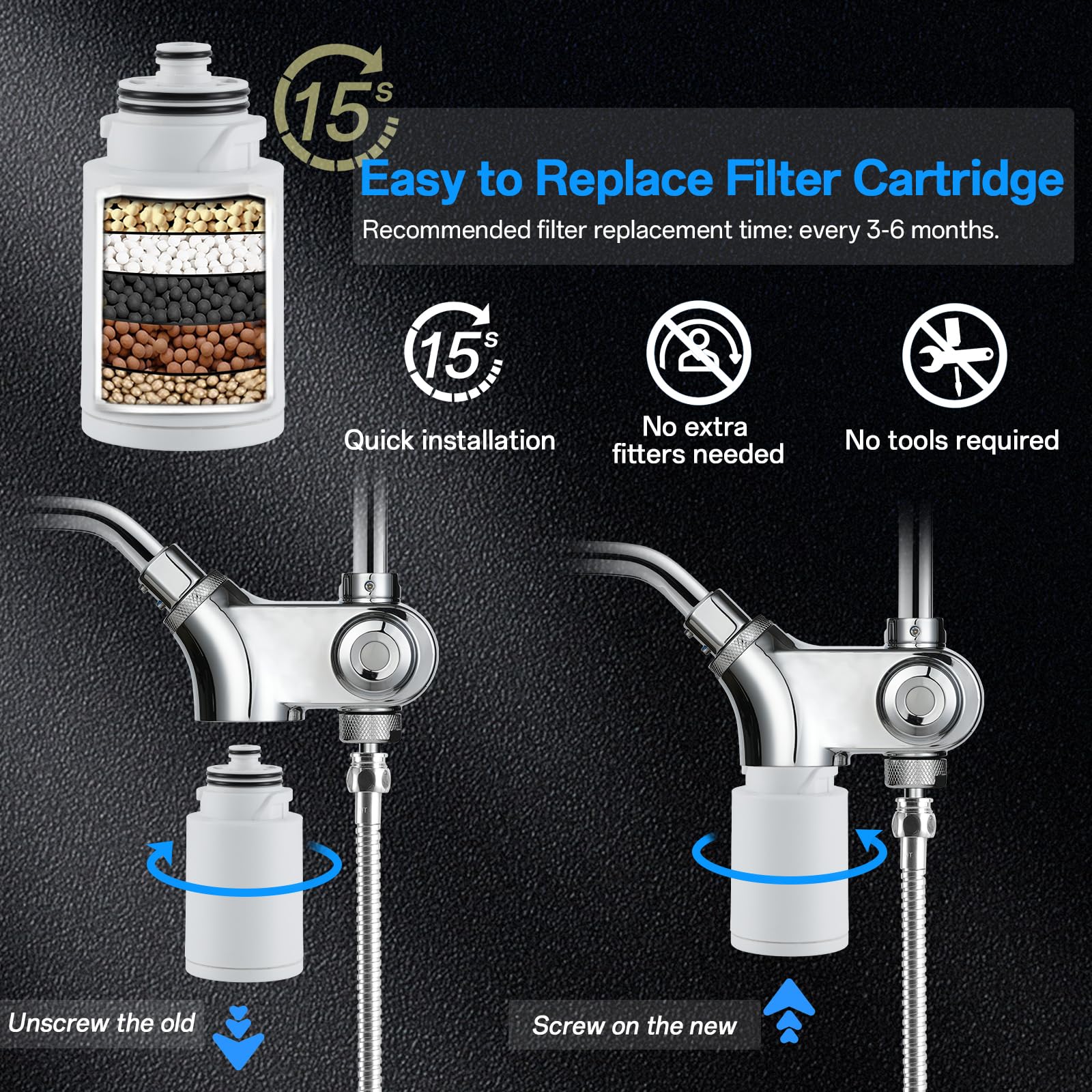 VXV 10 inch Filtered Shower Head,7 Settings High Pressure Dual Shower Heads with Handheld Spray Combo,3-Way Rain Shower Head with Filters,71''Shower Hose,Height Adjustable(Chrome)