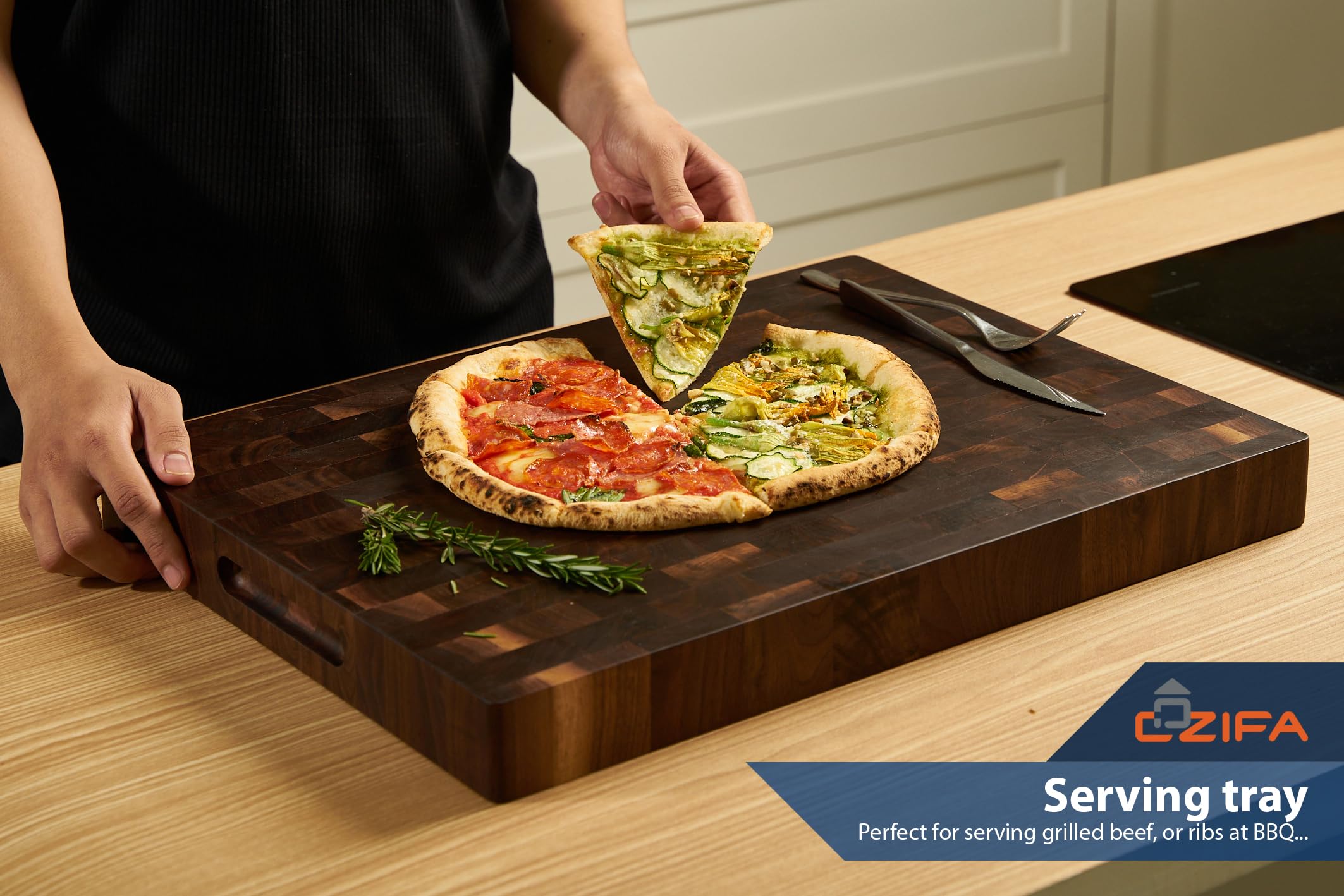 American Black Walnut Wood Cutting Board 20"x15"x2"(Large and Thick) for Kitchen